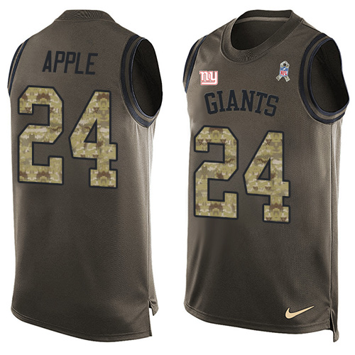 Men's Limited Eli Apple Nike Jersey Green - #24 Salute to Service Tank Top NFL New York Giants